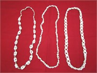 3 Pc Lot Shell Necklaces "Costume"