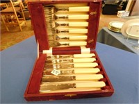 Boxed Silver Plate with French Ivory Handles