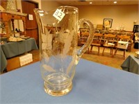 Hand Cut Glass Water Jug -  10 inches high