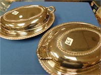 2 Silver Plate Covered Serving Pieces with inserts
