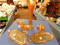 Lot of Assorted Carnival Glass - 6 pcs