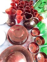 Large Lot of Ruby Coloured Glassware