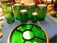 Large Lot of Green Depression Glass