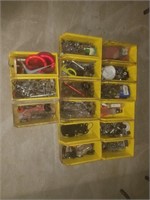 15 Bins of miscellaneous bolts washers screws and