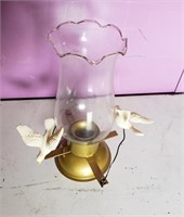 Glass candle holder with birds