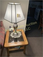 Lamp, table, contents