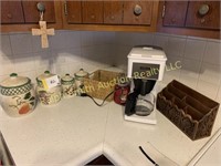 Coffee pot, canister set, misc.