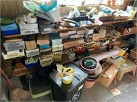3 shelfs, nails, tools, nuts/bolts, misc. floor