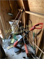 Tools in corner of shed