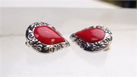 Sterling Silver & Red Jasper Teardrop Earrings