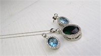 925 Sterling Silver Earrings & Necklace Combo