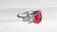 925 Sterling Silver & Faux Gemstone Ring Size 7