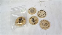 (8) Collectible Wooden Coins / Tokens