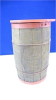 Lidded Wooden Decorative Barrel w/ Painted Accents