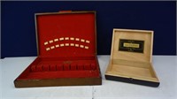 (2) Vintage Wooden Cigar & Silverware Boxes