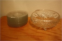 Footed console bowl and plates