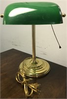BRASS GREEN SHADE DESK LAMP