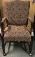 FLORAL UPHOLSTERED OFFICE CHAIRON WHEELS