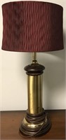 VINTAGE TALL BRASS LAMP WITH WINE SHADE