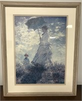 BLUE PRINT OF LADY WITH UMBRELLA