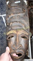 HAND CARVED AFRICAN MASK WITH SNAKE