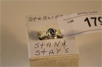 STERLING AND RHINESTONE RING - STAND NOT