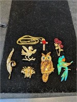 Assorted Pins and Necklace