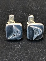 Sterling silver fish cufflinks