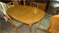 THOMASVILLE OAK DINING TABLE W1 LEAF, 4 CHAIRS