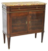 PETITE FRENCH LOUIS XVI STYLE MARBLE-TOP SIDEBOARD