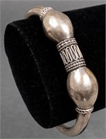Vintage Tribal Silver Hollow Cuff Bangle Bracelet