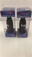 2 Coca - Cola Bottles With Stock Cars Inside Them