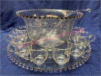 Nice Candlewick punchbowl set (12 cups) large set