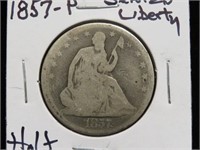 1857 P SEATED LIBERTY HALF DOLLAR 90%