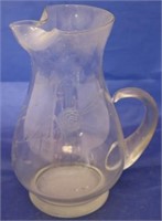 Etched crystal pitcher