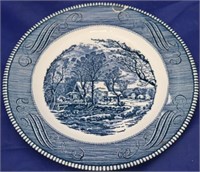 Currier and Ives Blue White Plate - AS IS