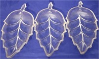 3pc Glass Leaf trays