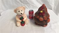 Bear and rooster cookie/candy jars