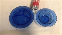 2 cobalt blue dishes
