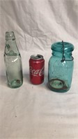 Blue jar and bottle