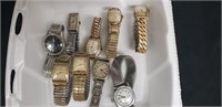 9 Vintage Men's Wrist Watches Bulova, Elgin etc.