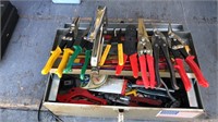 Mutiple tool lot:  box, levels,tools, snips