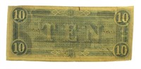 1864 Confederate States $10 Bank Note
