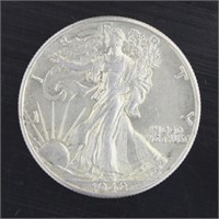 1942 AU Walking Liberty Silver Half Dollar