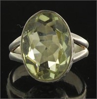 Natural 8.08 ct Green Amethyst Solitaire Ring
