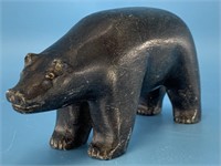 Black soapstone carving of a bear, Canadian 5.25"
