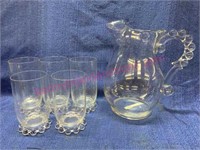 Glass pitcher & 5 glasses