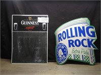 Guiness Chalkboard & Rolling Rock Signs
