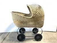 Large antique wicker doll pram carriage