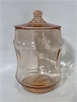 Hocking glass pillar optic pink jar